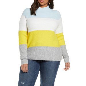 NWT Nordstrom Halogen Mock Neck Striped Sweater